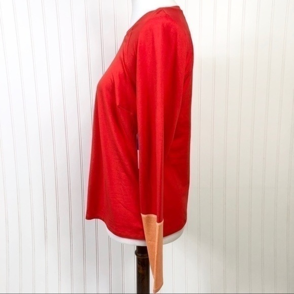 Joy Lab Long Sleeve top Glitter cuff Red Orange - Picture 4 of 8